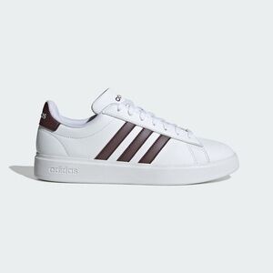 Adidas Grand Court women's sneaker White with brown/aurora metallic stripe 9 1/2